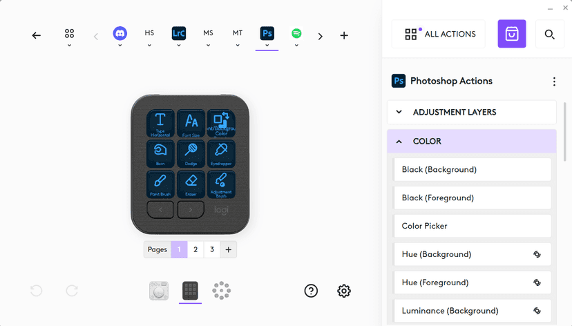 Adobe Photoshop actions for MX Creative Console